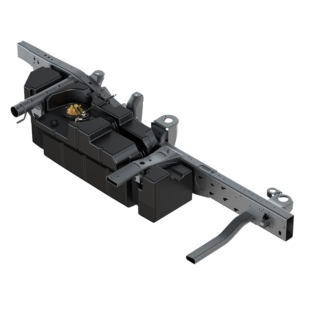 Detailed image of the fuel tank door latch mechanism for the GM Duramax truck