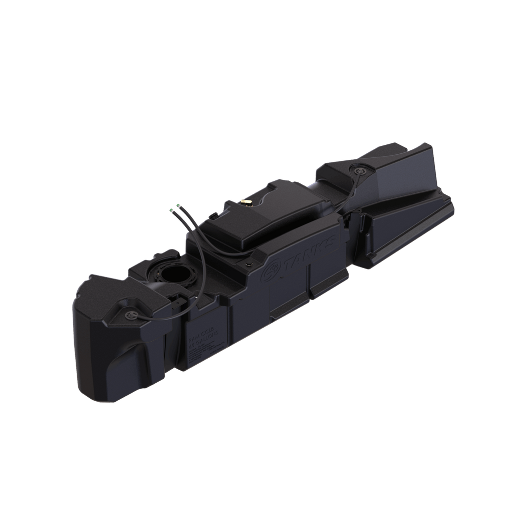A 60-gallon replacement fuel tank designed for 2005-2012 Dodge/Ram 2500/3500 Crew Cab Long Bed models