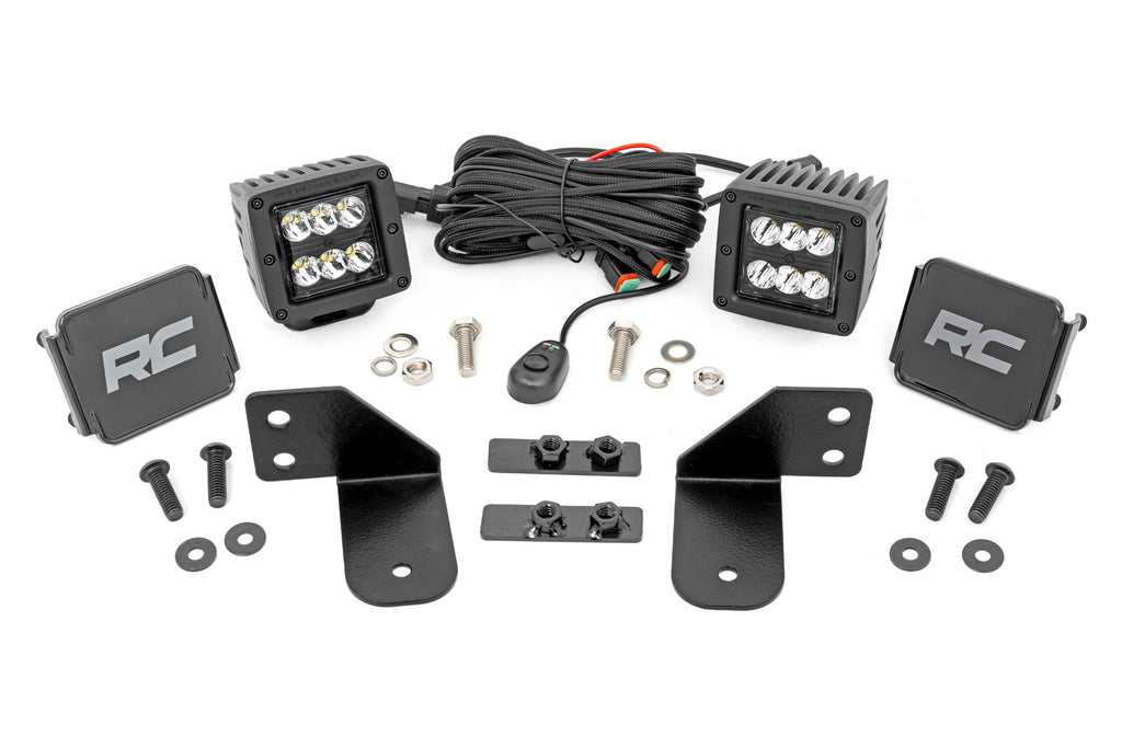 LED Light - RR Cage Mount - 2 In. Black Spot Pair - Polaris Ranger 1000 Ranger XP 900 1000