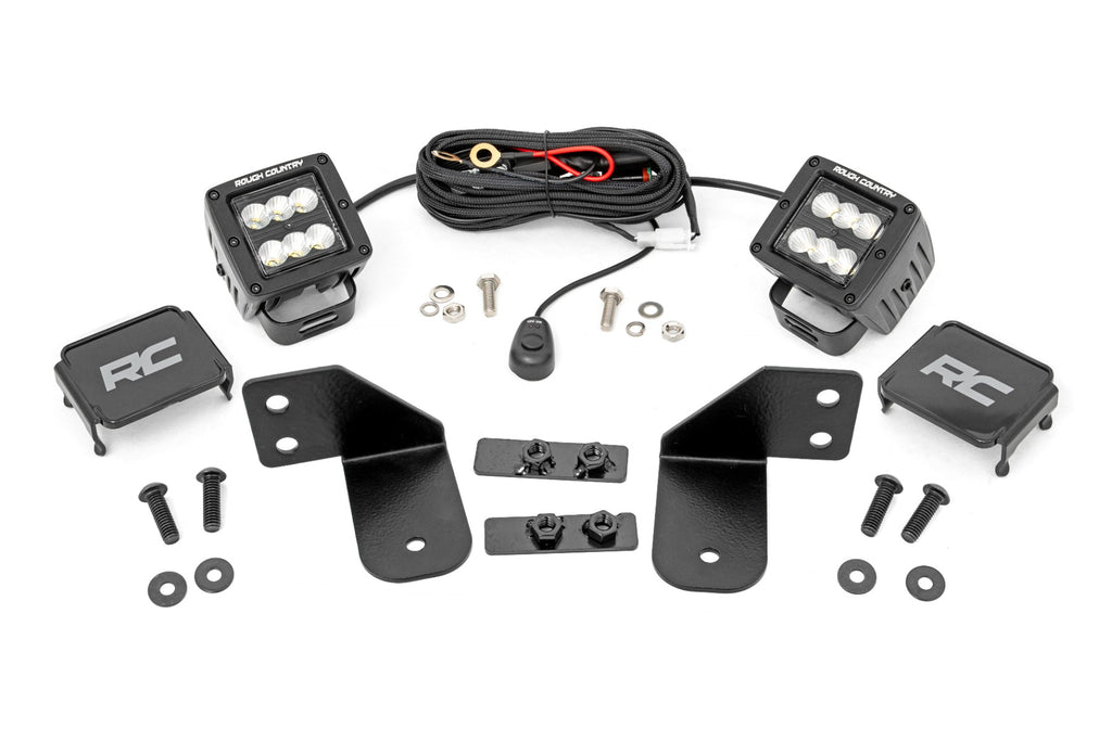 LED Light - RR Cage Mount - 2 In. Black Flood Pair - Polaris Ranger 1000 Ranger XP 900 1000