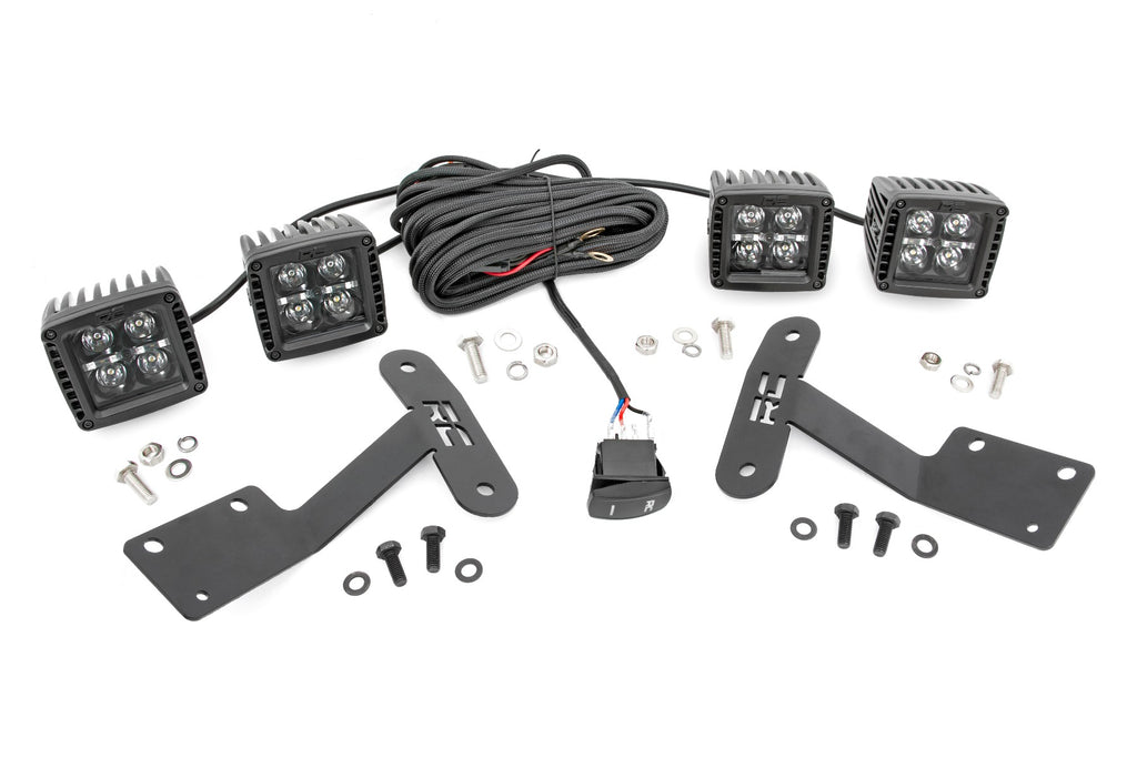Rough Country - LED Light - Ditch Mount - Dual 2" Black Pairs - Amber DRL - Toyota Tundra (14-21) - 70838