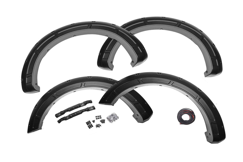 Rough Country Defender Pocket Fender Flares - Black - Ford F-150 2WD 4WD (15-20)