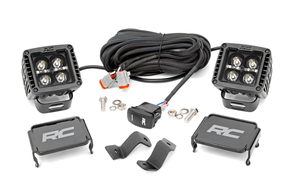 Rough Country - LED Light Pair - Ditch Mnt - 2" Black DRL - Ford F-150 (15-23)/F-150 Lightning (2022) - 71031