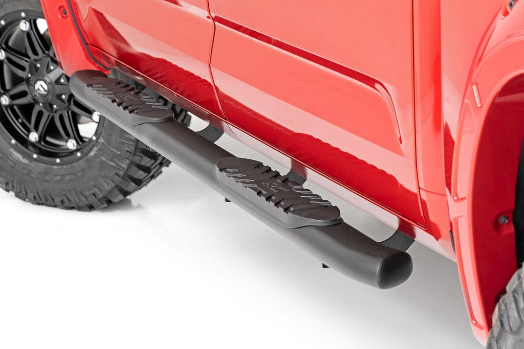 Rough Country Oval Nerf Steps - Crew Cab - Black - Toyota Tundra 2WD 4WD (22-23)