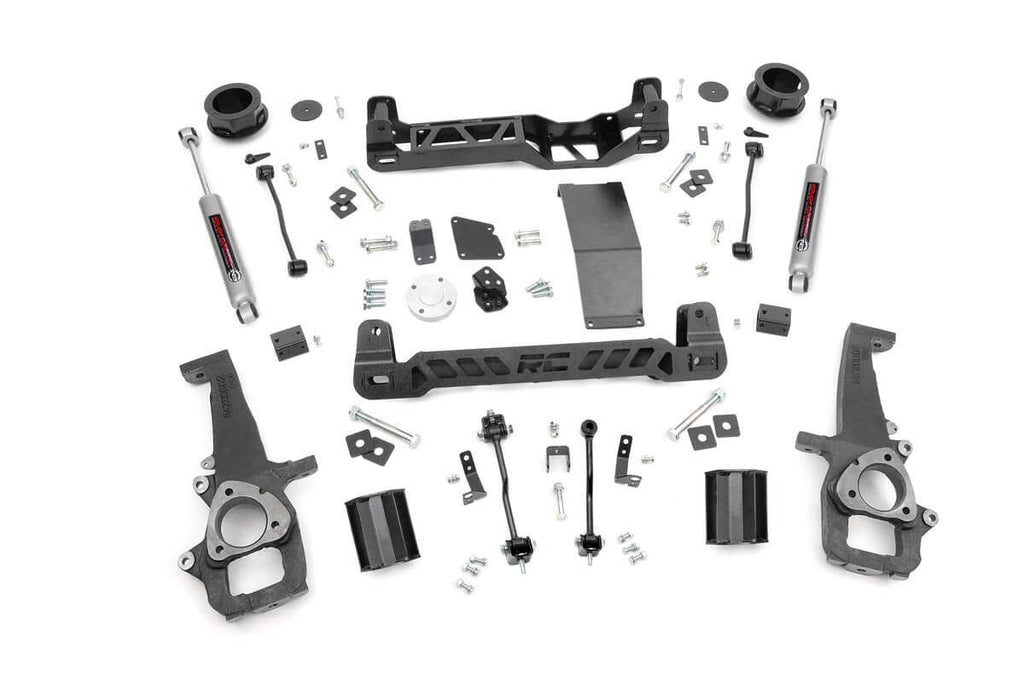 Contents of the 4-inch lift kit for Ram 1500 4WD & Classic, including front and rear parts