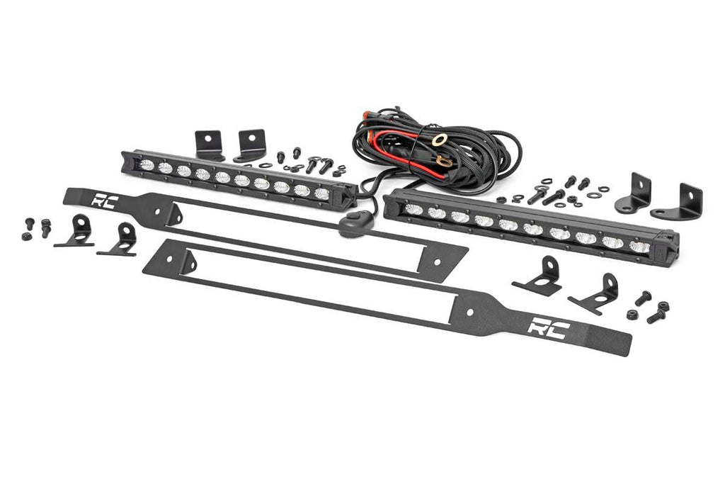 Rough Country - LED Light - Grille Mount - 10" Black Slimline Pair - Chevy Silverado 1500 (19-23) - 70817