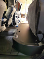 Under-seat lockable storage compartment installed in a 2022-2024 Toyota Tundra CrewMax