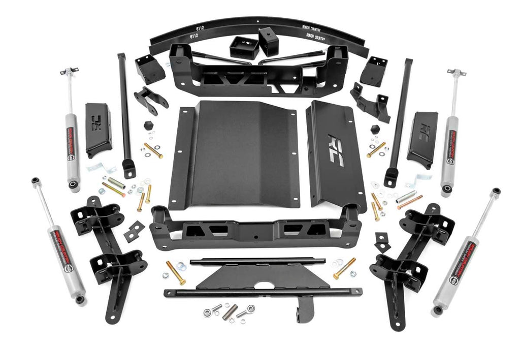 Contents of the 6-inch Rough Country lift kit for Chevy GMC C1500 K1500 4WD trucks