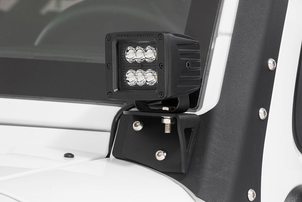 Rough Country - Black Series LED Light Pair - Square - 2 Inch - Spot - 70903BL