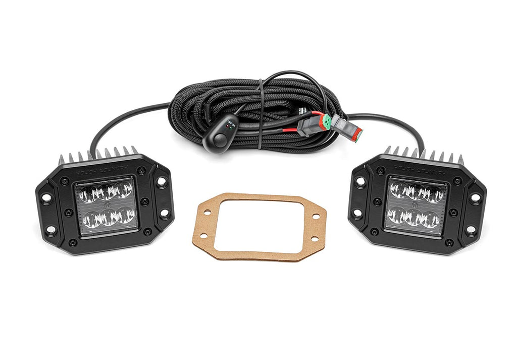 Rough Country - Black Series LED Light Pair - 2 Inch - Spot - Flush Mount - 70803BL