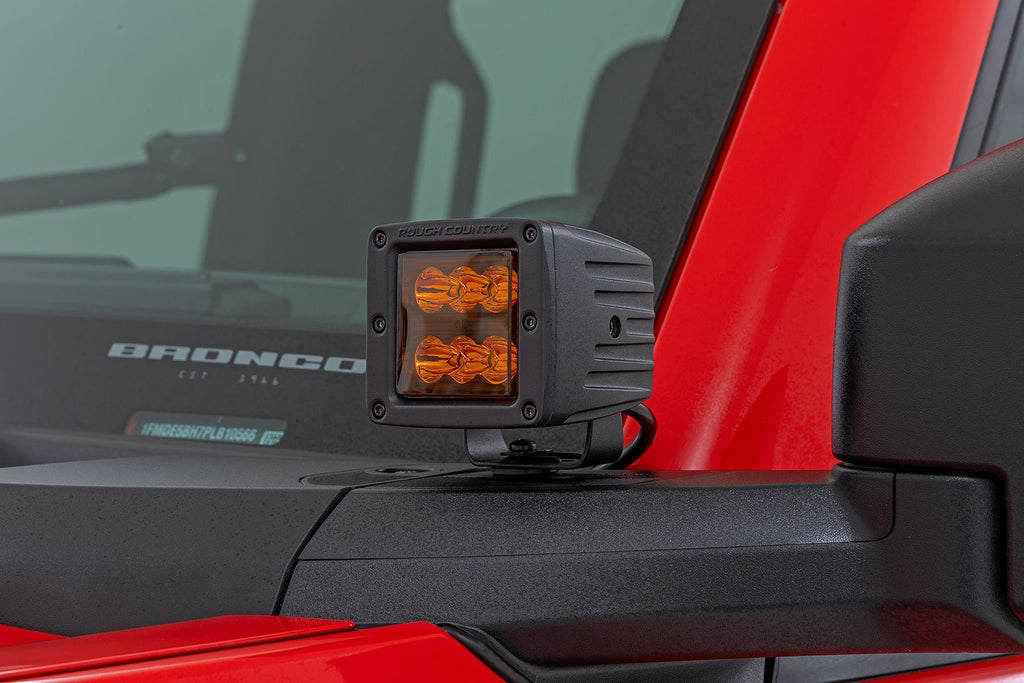 Rough Country - 2 Inch Black Series LED Light Pods - Spot - Amber - Square - 70903A