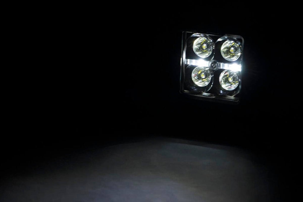 Rough Country - Black Series LED Light Pair - 2 Inch - Flush Mount - White DRL - 70803BLKDRL