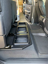 Load image into Gallery viewer, Tundra rear seat organization with twin storage bins for vehicle tools and accessories