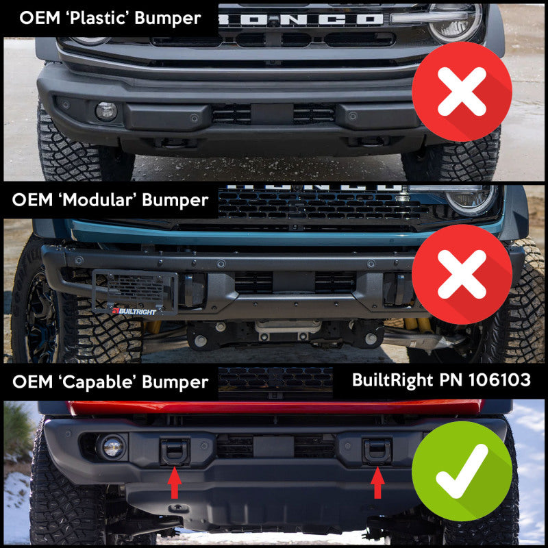 BuiltRight Industries 21+ Ford Bronco Capable Steel Bumper License Plate Relocator Kit