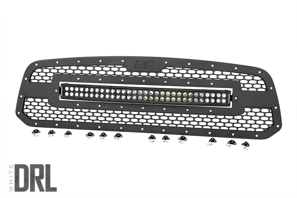 Rough Country - Mesh Grille - 30" Dual Row LED - Black - White DRL - Ram 1500 (13-18 & Classic) - 70199DRL