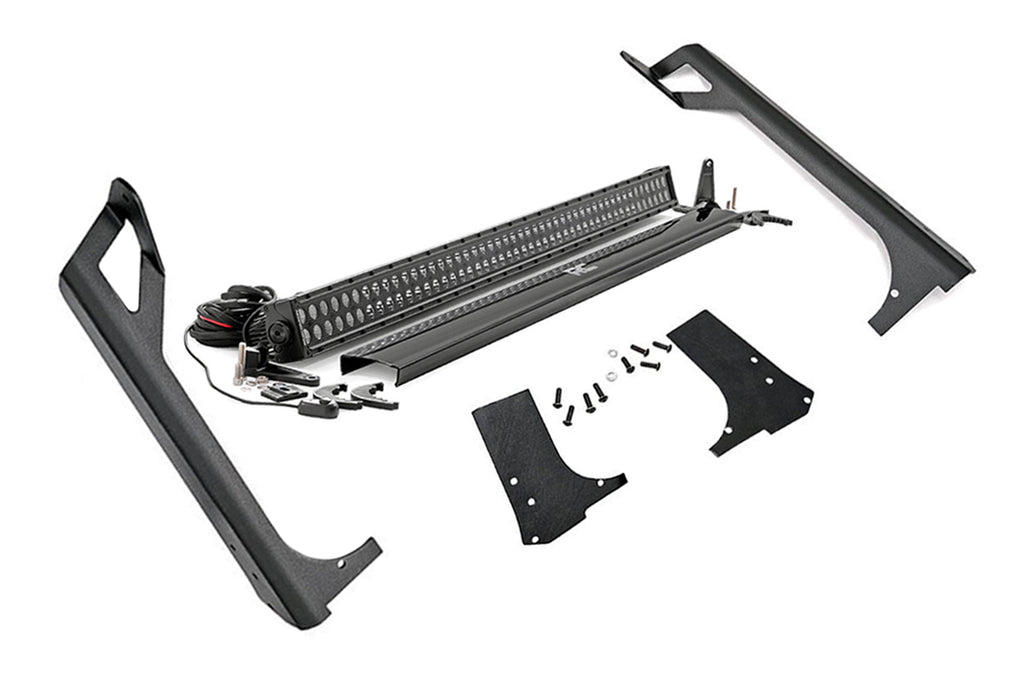 Rough Country - LED Light - Windshield Mount - 50" Black Dual Row - Jeep Wrangler TJ (97-06) - 70503BL