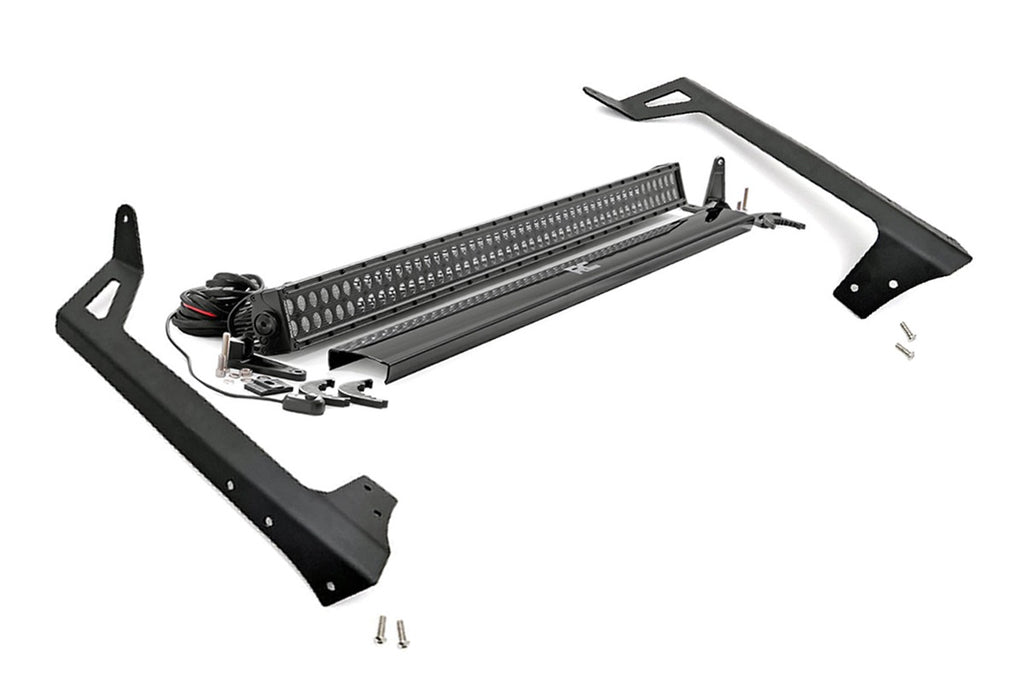 Rough Country - LED Light - Windshield Mount - 50" Black Dual Row - Jeep Wrangler JK (07-18) - 70504BL