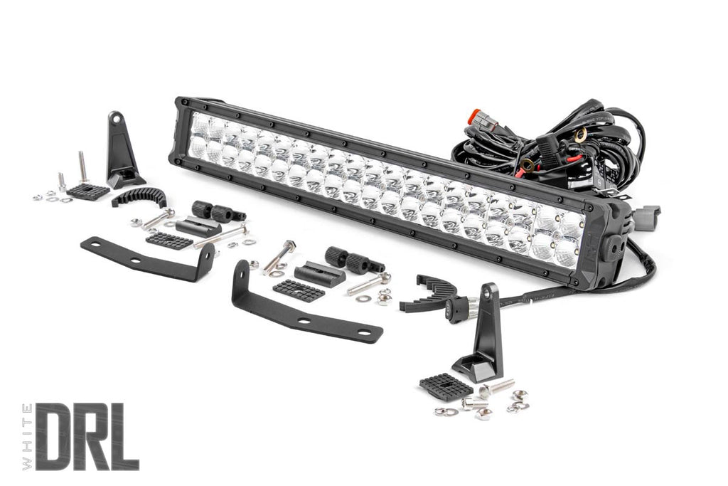 Rough Country - LED Light - Bumper Mount - 20" Chrome Dual Row - White DRL - Nissan Titan XD (16-21) - 70646DRL