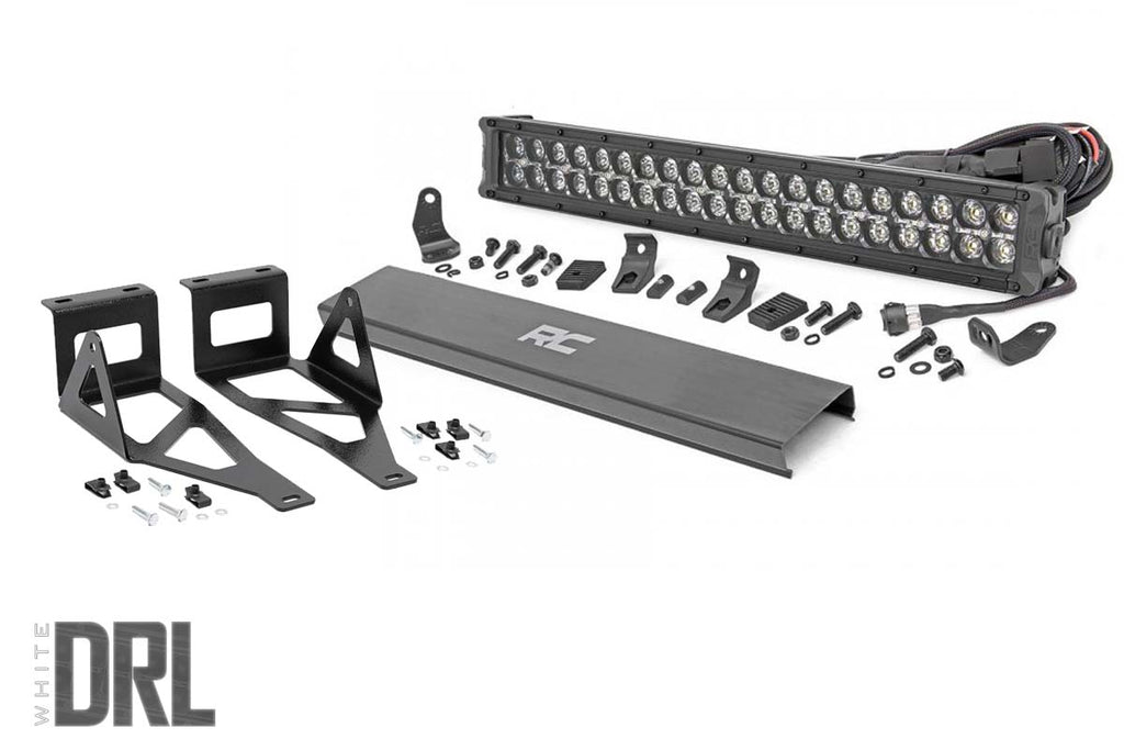 Rough Country - LED Light - Bumper Mount - 2" Black Dual Row - White DRL - Ford Super Duty (05-07) - 70665DRL
