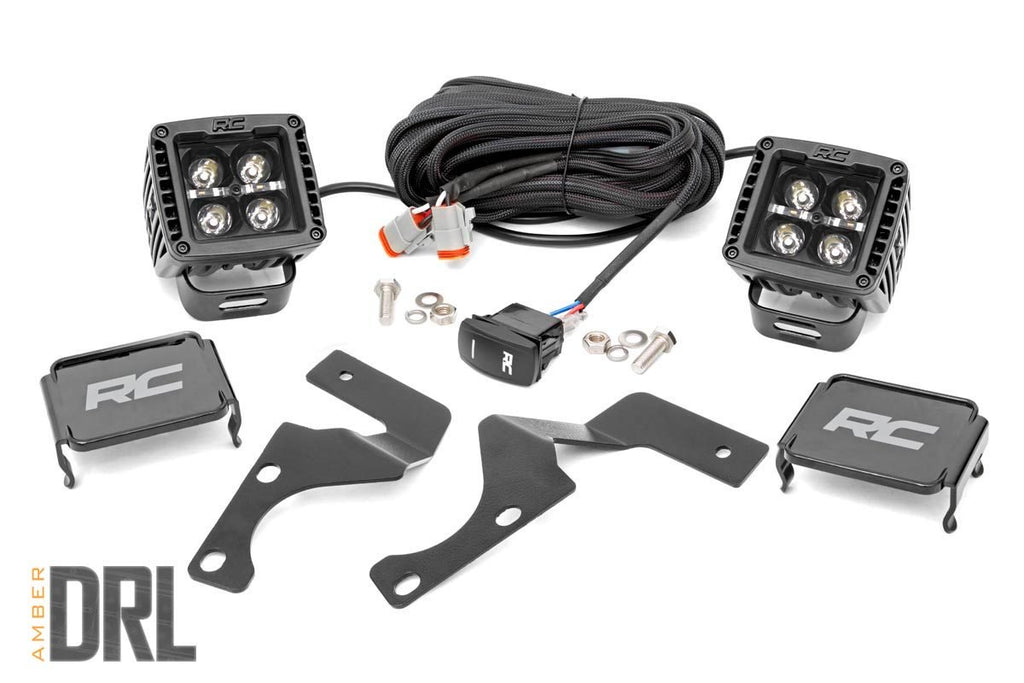 Rough Country - LED Light - Ditch Mount - 2" Black Pair - Amber DRL - Toyota 4Runner (10-23) - 70798
