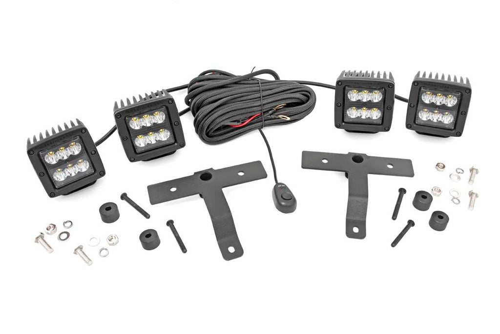 Rough Country - Jeep Quad LED Light Pod Kit - Black Series (18-21 JL / 20-21 Gladiator) - 70822