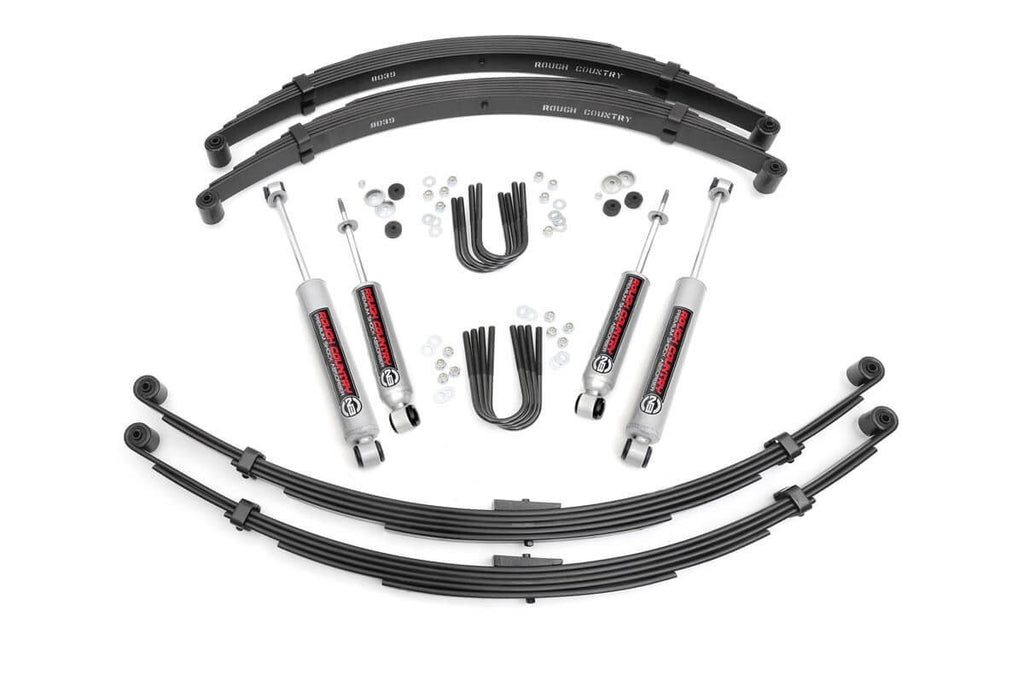 Rear lift blocks and u-bolts included in the 2.5 Inch Lift Kit for International Scout II 4WD, model year 1971 and newer