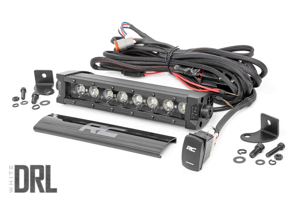 Rough Country - Black Series LED Light Bar - Amber DRL - 8 Inch - Single Row - 70718BLDRLA