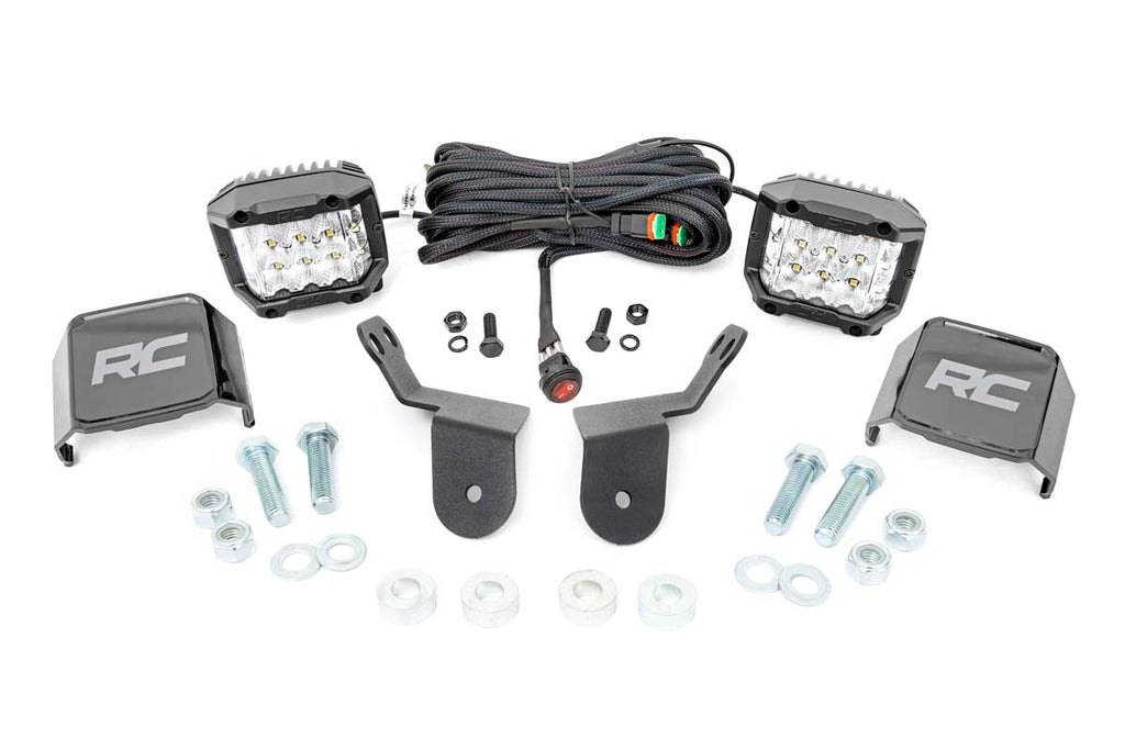 LED Light Kit - Cage Mount - 2 In. Chrome Pair - Wide Angle - Honda Pioneer (16-22)