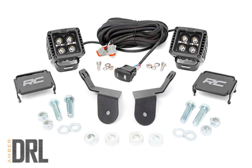 LED Light - Cage Mount - 2 In. Black Pair - Amber DRL - Honda Pioneer 1000 1000-5