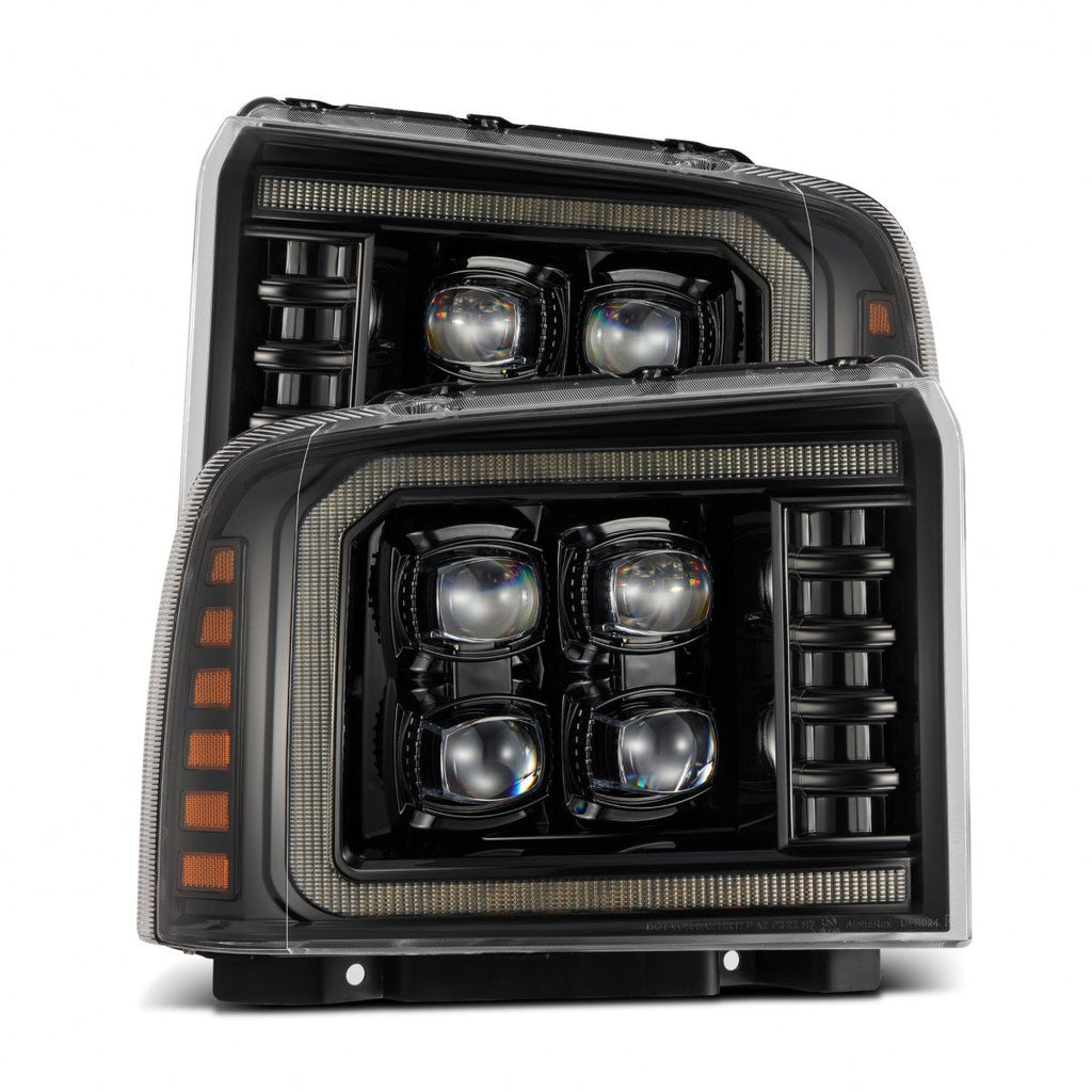 AlphaRex 05-07 Ford Super Duty/Excursion NOVA-Series LED Projector Headlights Alpha-Blk w/Activ Light