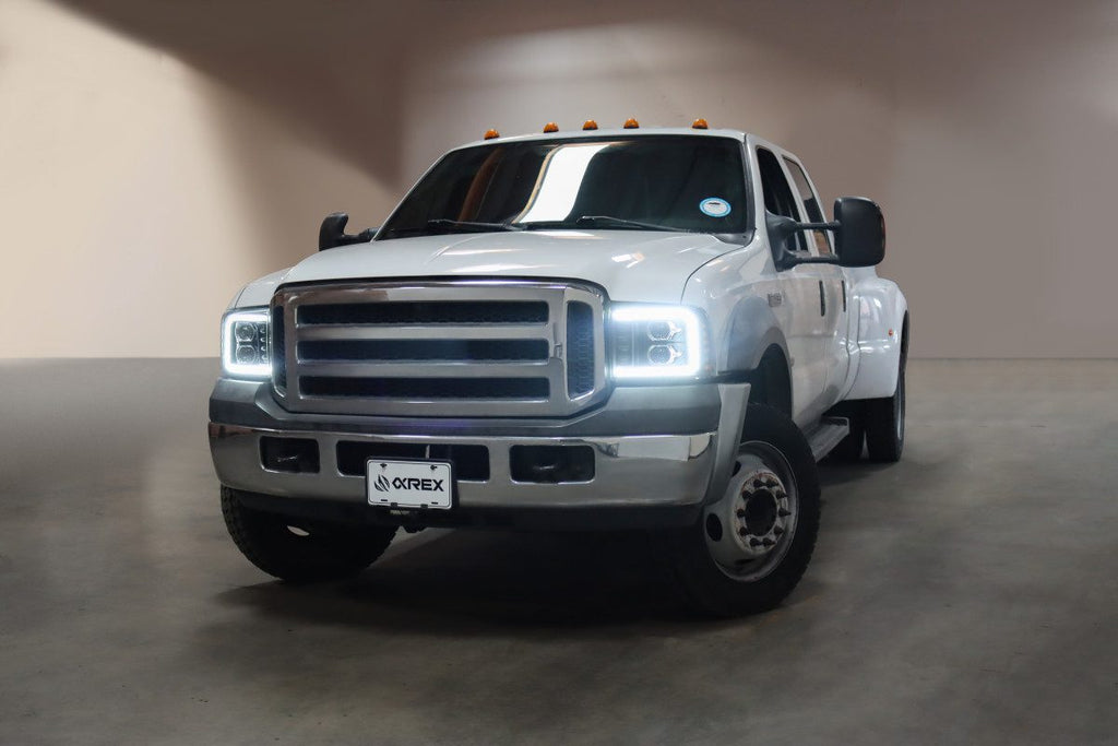 AlphaRex 05-07 Ford Super Duty/Excursion LUXX-Series LED Projector Headlights - Alpha-Black