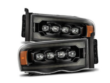 Load image into Gallery viewer, AlphaRex 02-05 Dodge Ram 1500 NOVA LED Proj Headlights Alpha Black w/Activ Light/Seq Signal