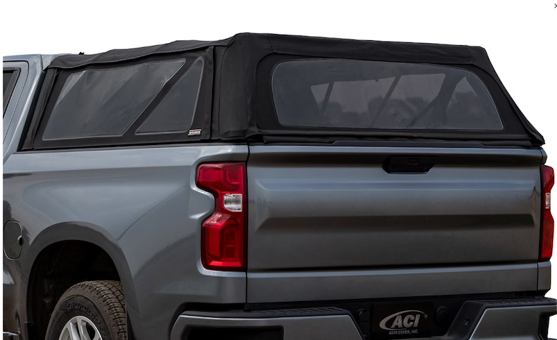 Gray Chevy/GMC Colorado/Canyon showcasing the Access Outlander soft topper designed for a 6ft truck bed