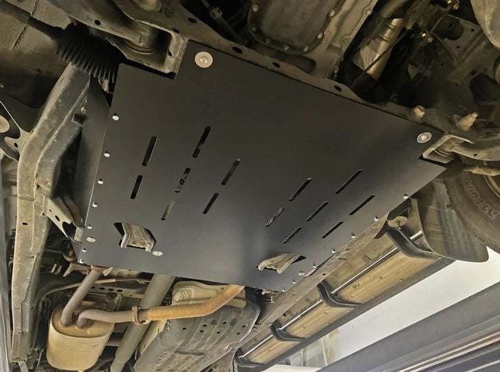 Protective FSPE Catalytic Converter Guard mounted under a Toyota Sequoia 2000-2007