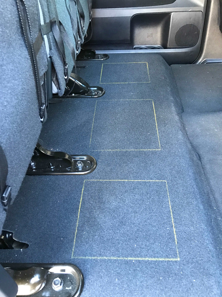 Enhanced rear seating for Tundra with visible yellow accent on storage unit