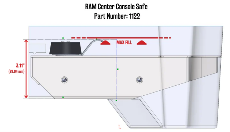 RAM 1500 / 2500 / 3500 Center Console Safe 2019-2026 Triple Guard Locking Vault