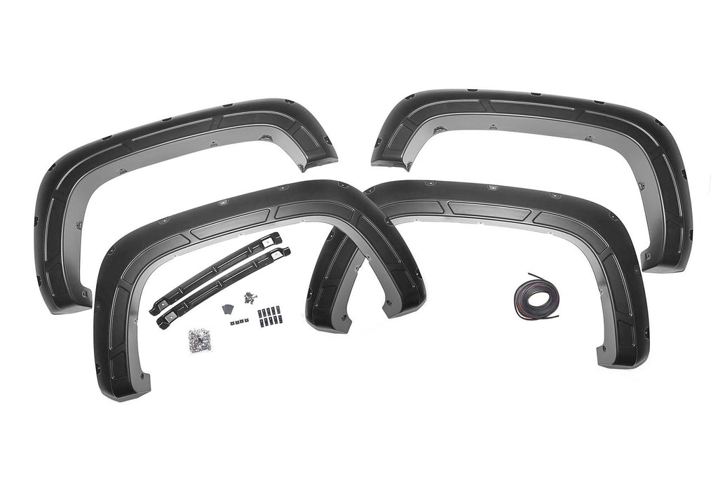 Rough Country Defender Pocket Fender Flares - Black - Chevy Silverado 2500 HD 3500 HD (20-23)