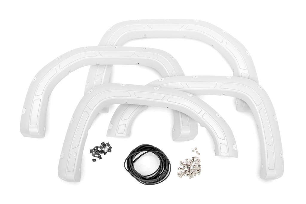 Rough Country Defender Pocket Fender Flares - White - GMC Sierra 1500 (19-23)