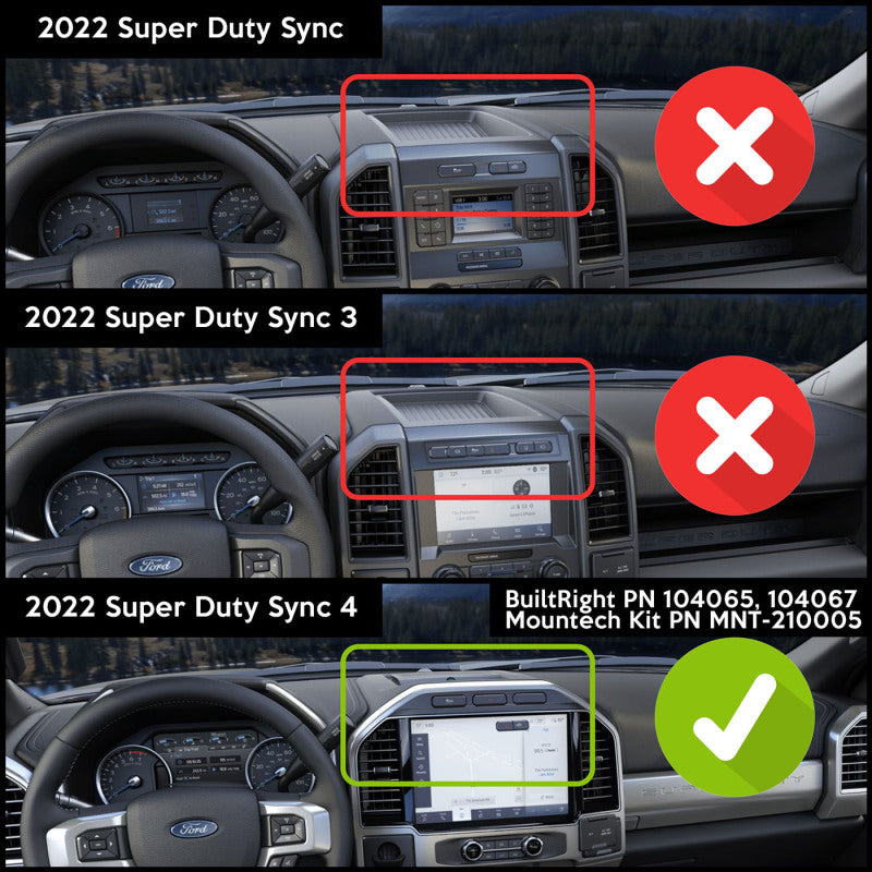 BuiltRight Industries 2022+ Ford F-250/350/450 SuperDuty w/12in. Screen SYNC4 Dash Mount PRO