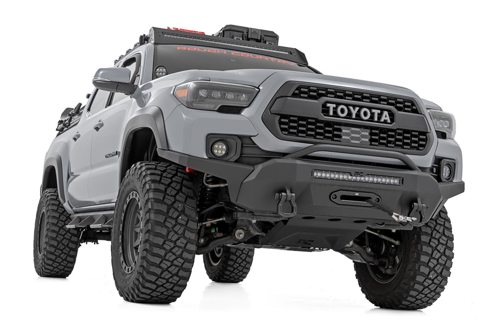Rough Country - LED Fog Light Kit - 3.5 Inch Round Black Series - Amber DRL - Toyota Tacoma (16-22) - 71095