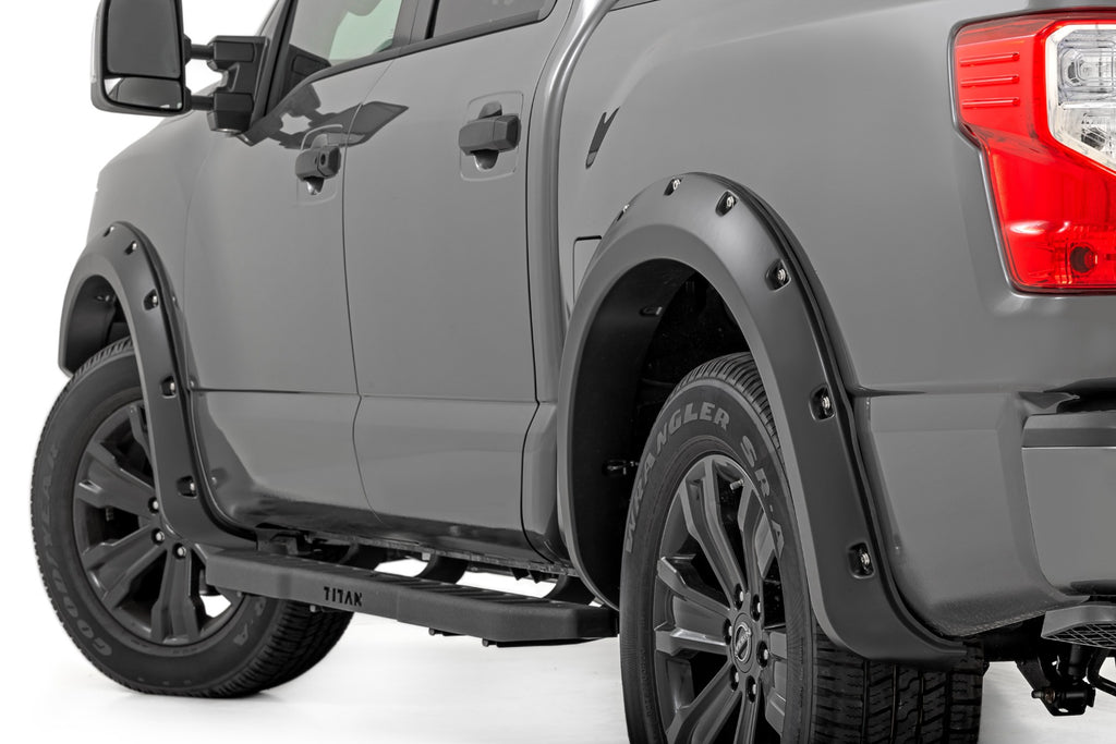 Traditional Pocket Fender Flares - Crew - K23 Brilliant Silver - W O Emblem - Nissan Titan (17-23)