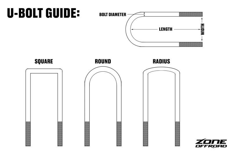 Zone Offroad .5in x 3in x 6.75in U-Bolt (Round)