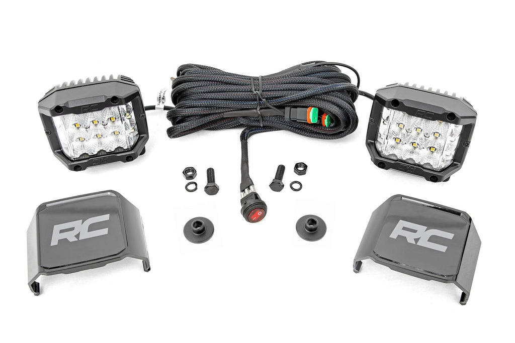 Rough Country - LED Light - Ditch Mount - 2" Chrome Pair - Wide - Ford Bronco (21-23) - 71050