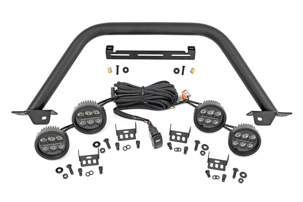 Safari Bar - 3.5 In. Round LED (Quad) - Black - Amber DRL - OE Modular Steel - Ford Bronco (21-23)