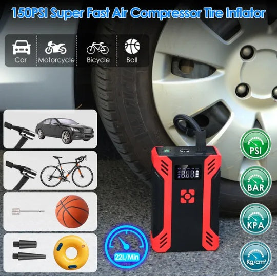 2000A Portable Jump Starter & Air Compressor Heavy-Duty Battery Booster for 12V Trucks, Cars, and SUVs