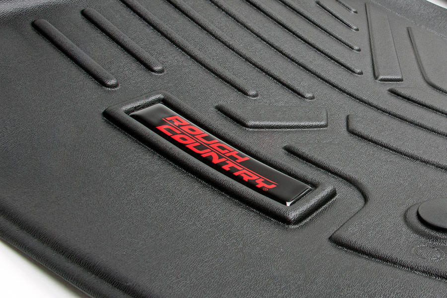 Rough Country Floor Mats - FR And RR - FR Buckets - W Factory Under Seat Storage Ford F-150 2WD 4WD (2015-2023)