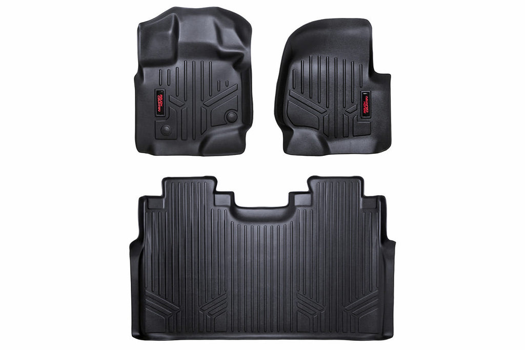 Rough Country Floor Mats - FR & RR - FR Buckets - Ford F-150 (15-23) F-150 Lightning (2022)