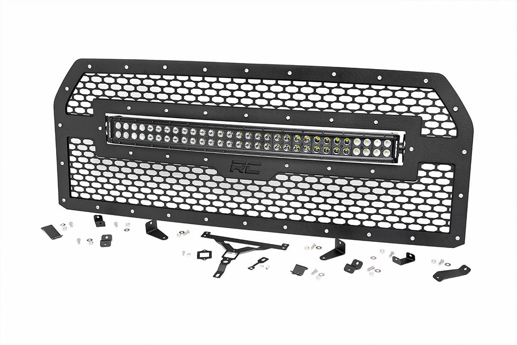 Rough Country - Mesh Grille - 30" Dual Row LED - Black - Ford F-150 2WD/4WD (15-17) - 70193