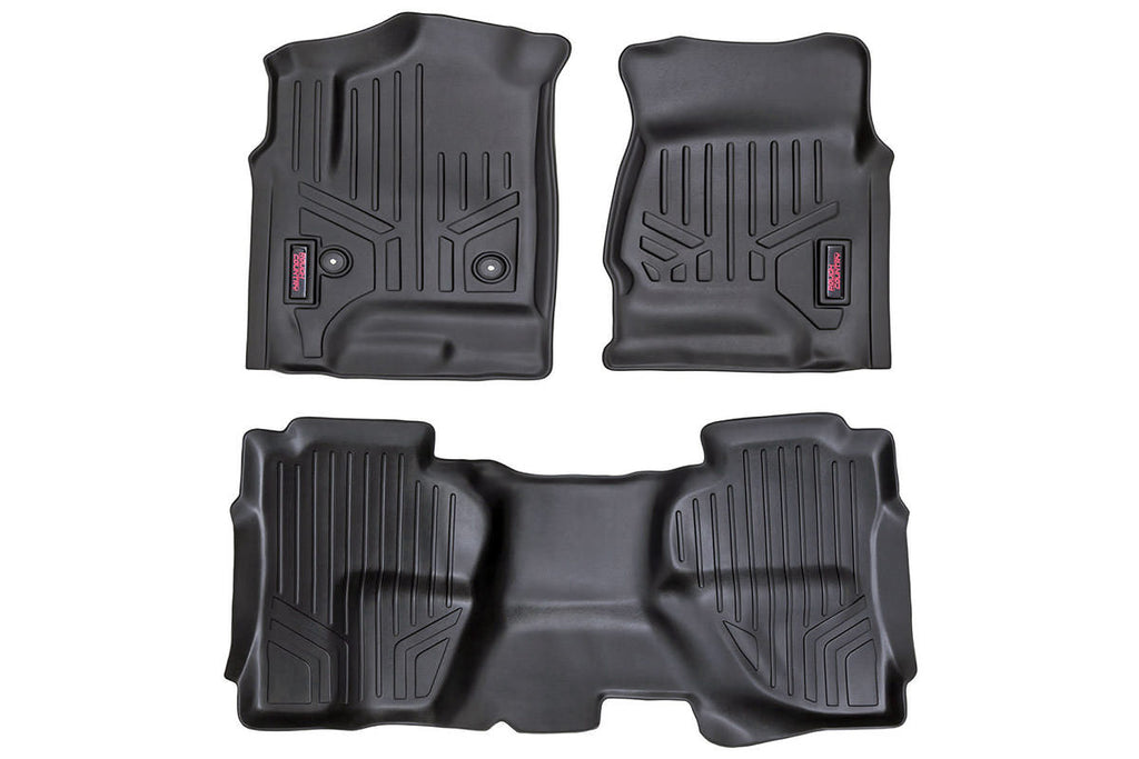 Rough Country Floor Mats - FR & RR - Ext Cab - Chevy GMC 1500 2500HD 3500HD 2WD 4WD