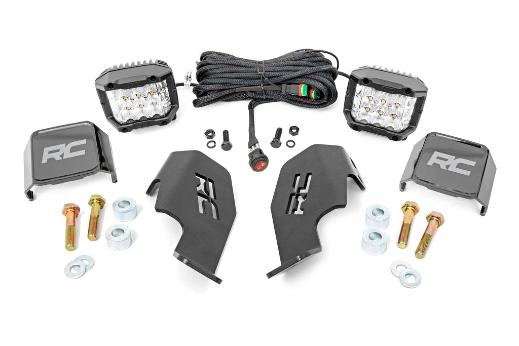 LED Light - Cage Mount - 2 In. Chrome Pair - Wide Angle - Honda Talon 1000